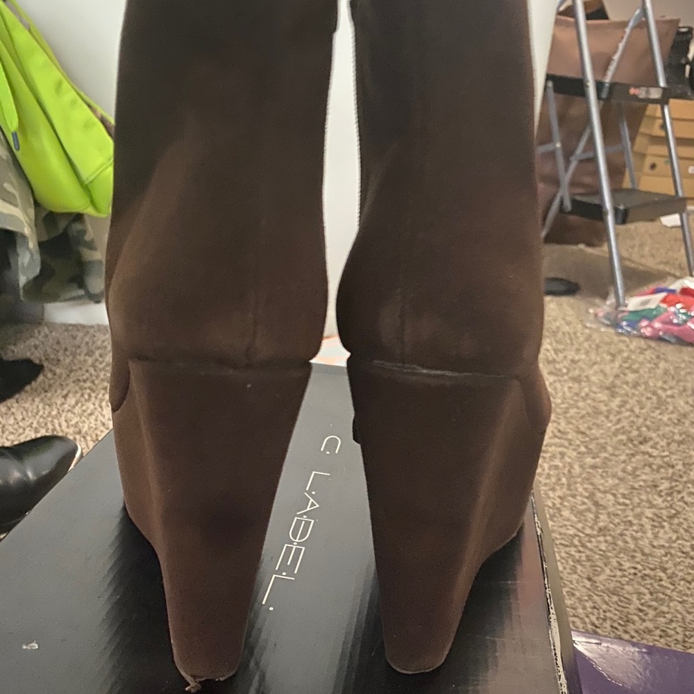Used Womens Open Toe Wedge Bootie